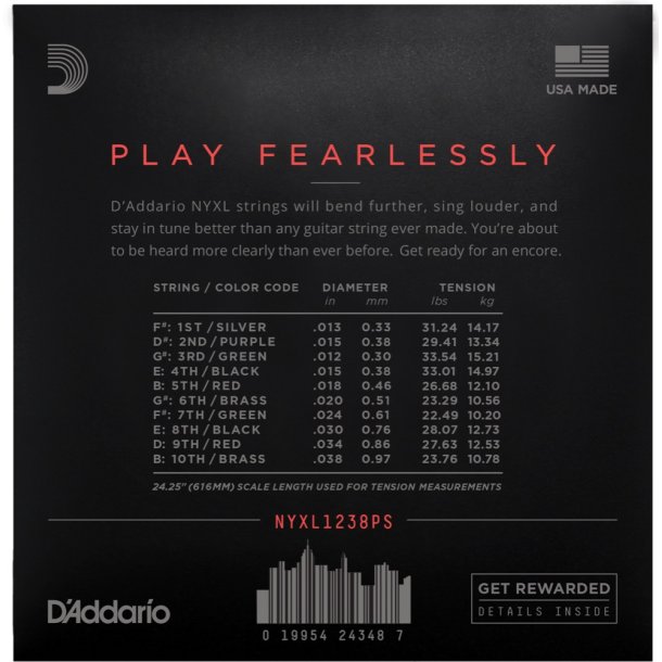 D'Addario NYXL1238PS, 012-038 NYXL Pedal Steel E9